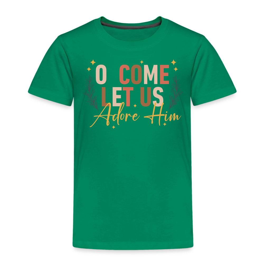 O Come Let us Adore Him Christmas Toddler Shirt - kelly green