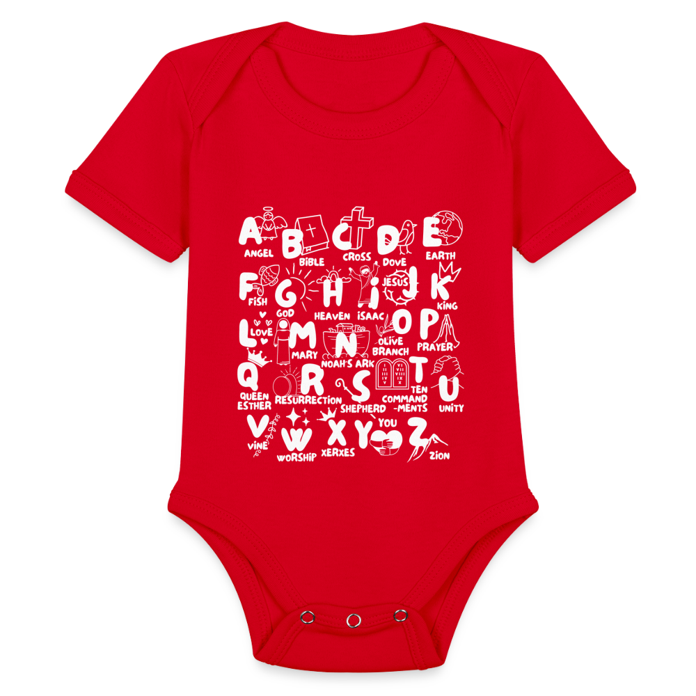 Bible Alphabet Baby Onesie Bodysuit - red