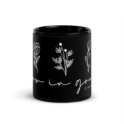 Grow in Grace Black Glossy Mug