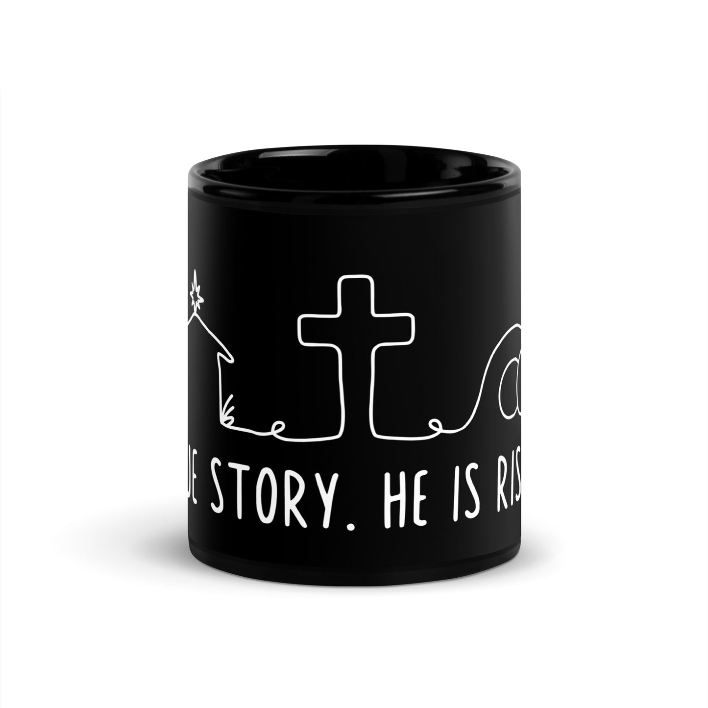 True Story He is Risen Black Glossy Mug