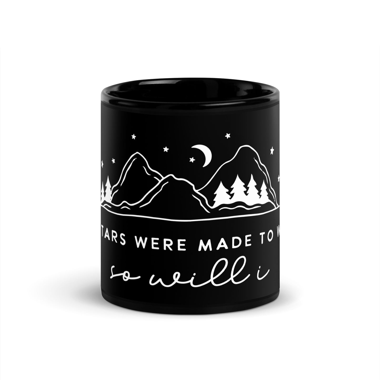 If the Stars were Made to Worship So Will I Black Glossy Mug