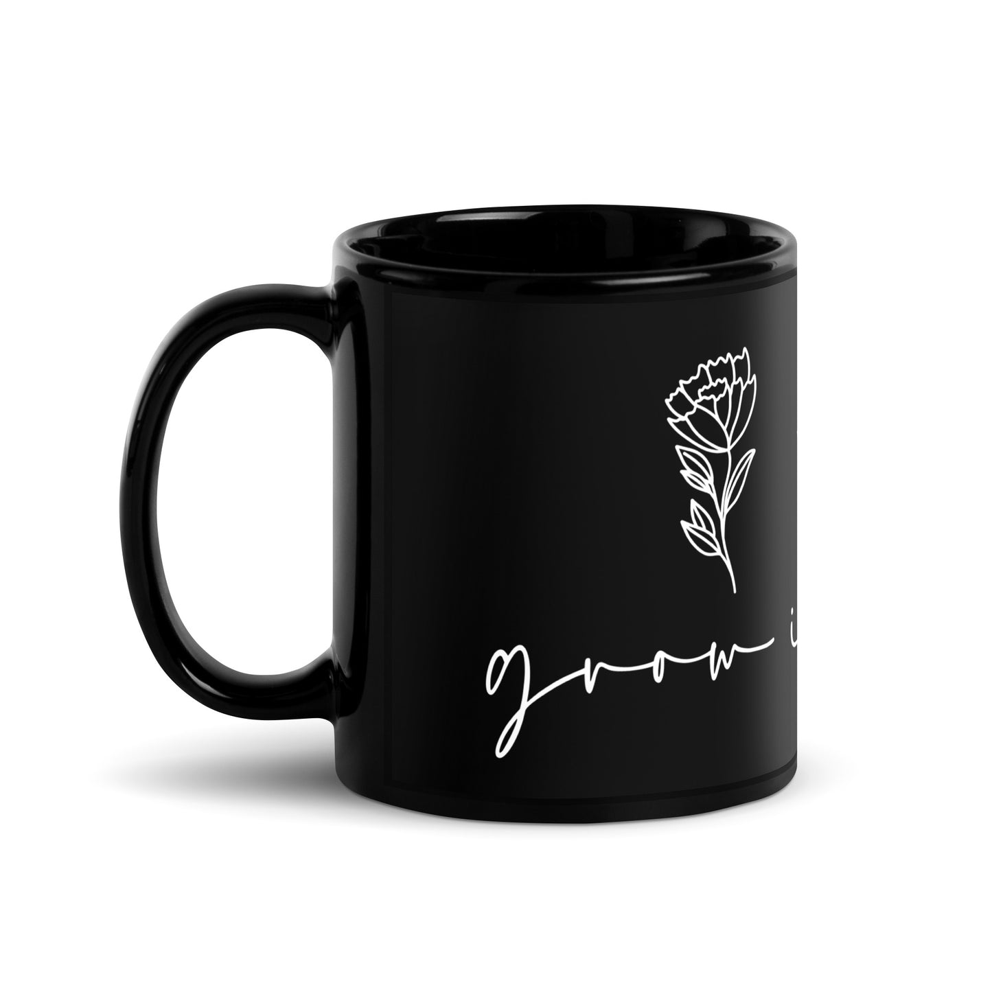 Grow in Grace Black Glossy Mug