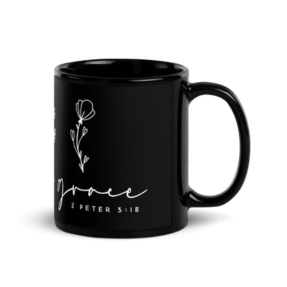 Grow in Grace Black Glossy Mug