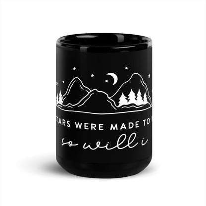 If the Stars were Made to Worship So Will I Black Glossy Mug