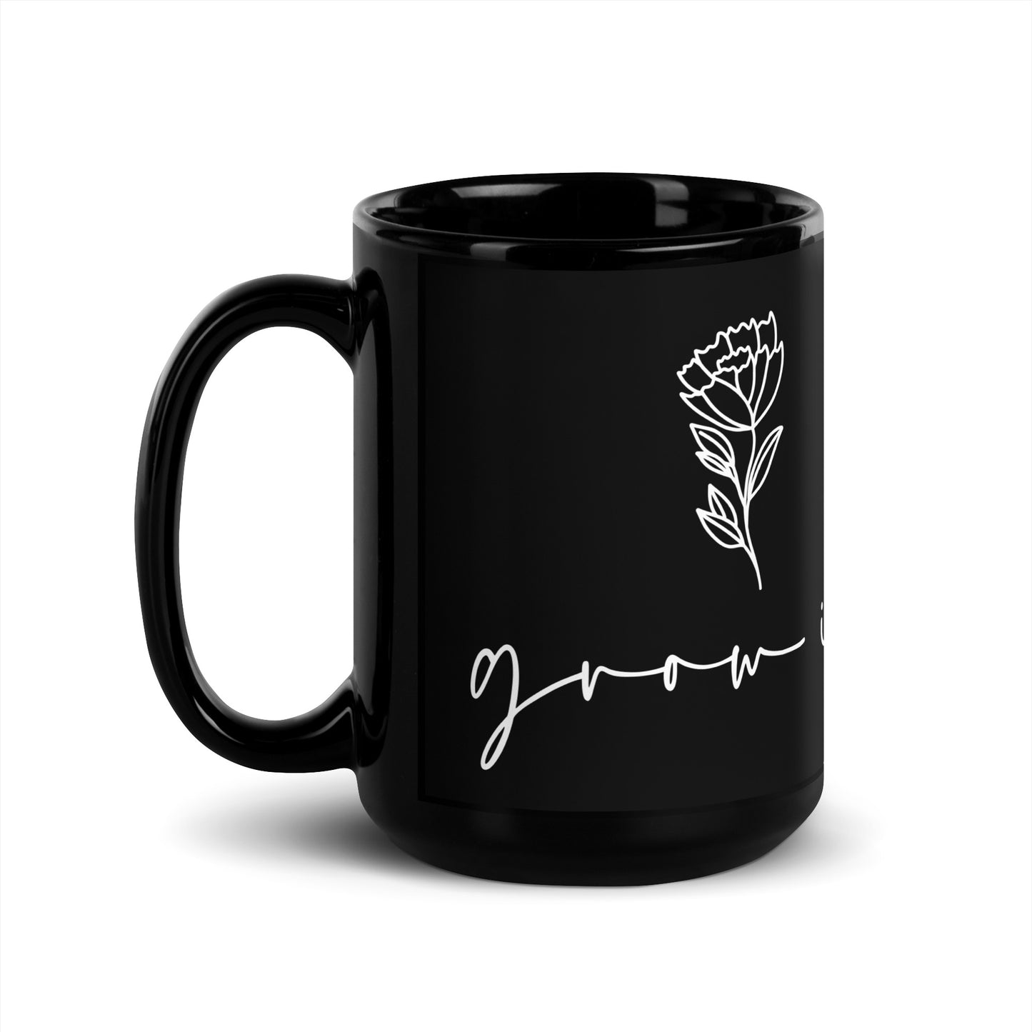 Grow in Grace Black Glossy Mug