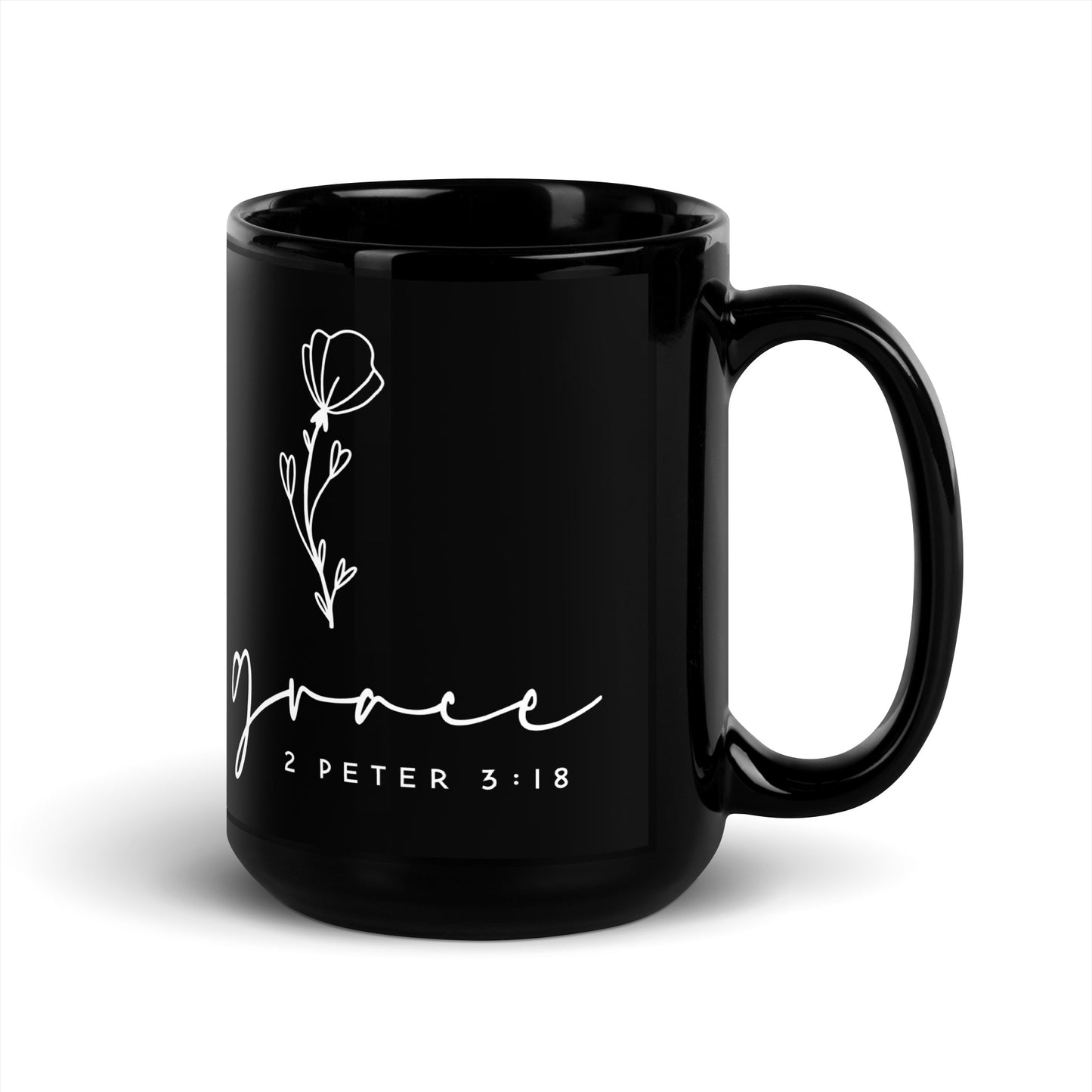 Grow in Grace Black Glossy Mug