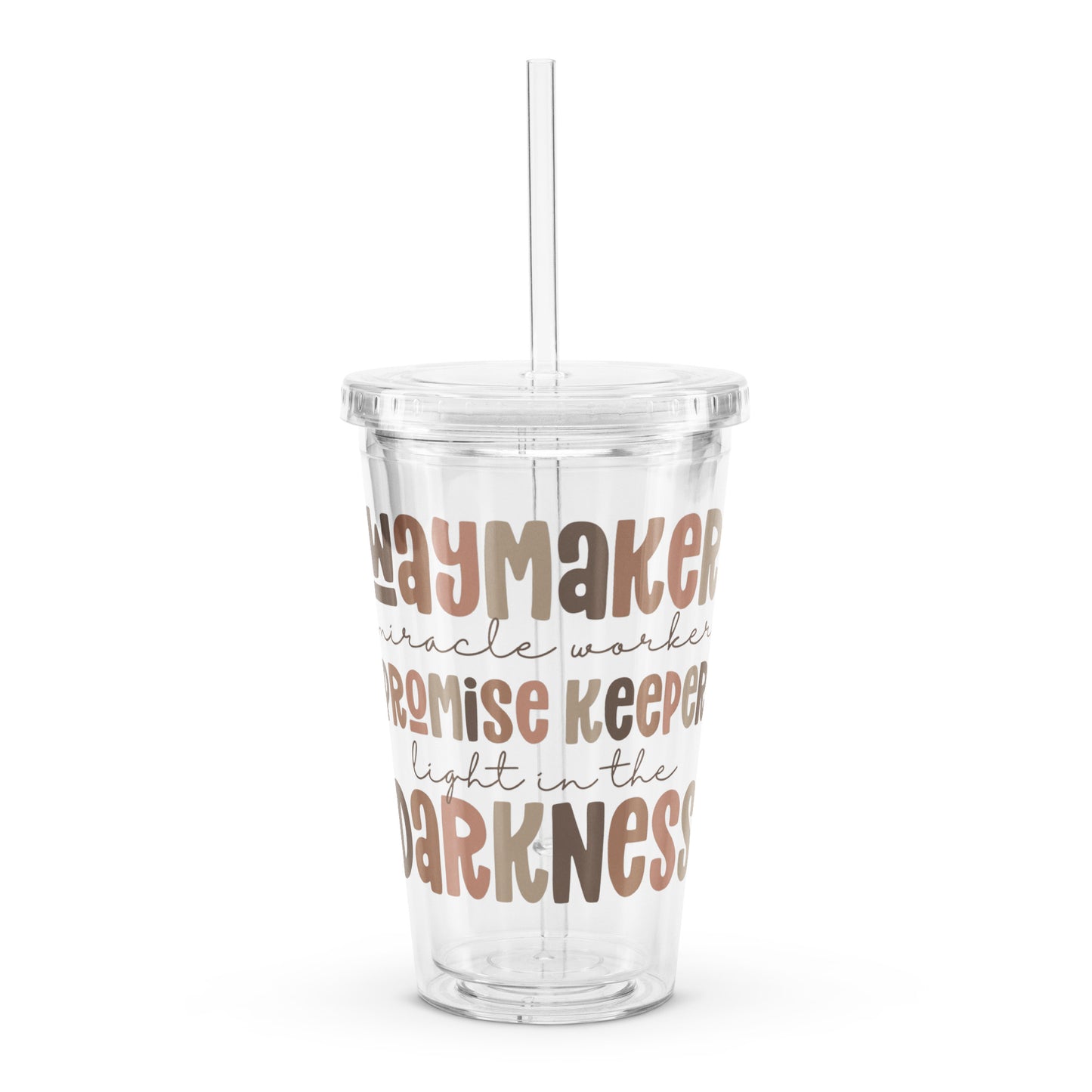 Waymaker Miracle Worker Promise Keeper Clear Plastic Tumbler