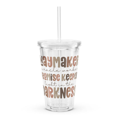 Waymaker Miracle Worker Promise Keeper Clear Plastic Tumbler