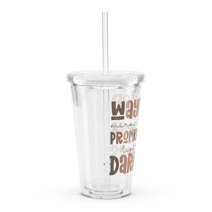 Waymaker Miracle Worker Promise Keeper Clear Plastic Tumbler