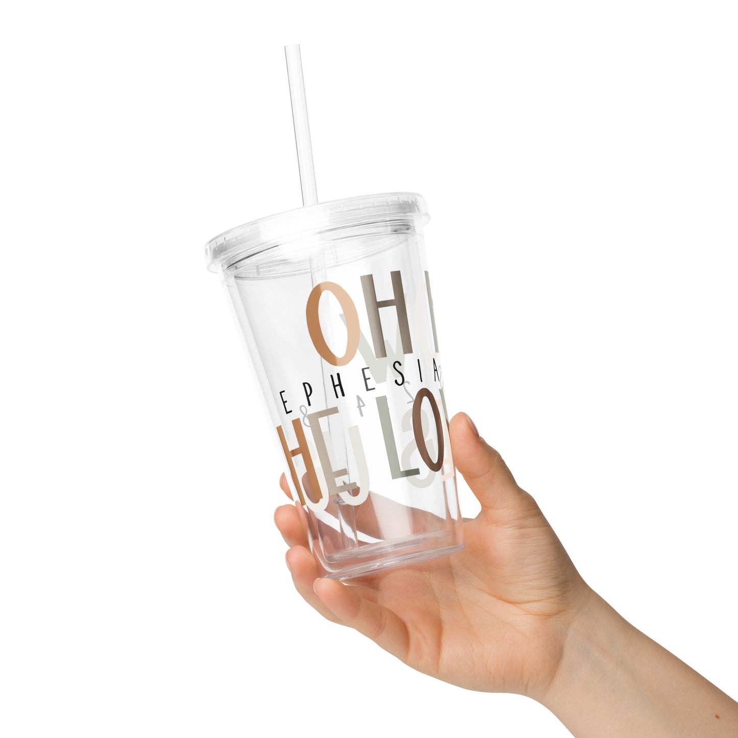 Oh How He Loves Us Clear Plastic Tumbler