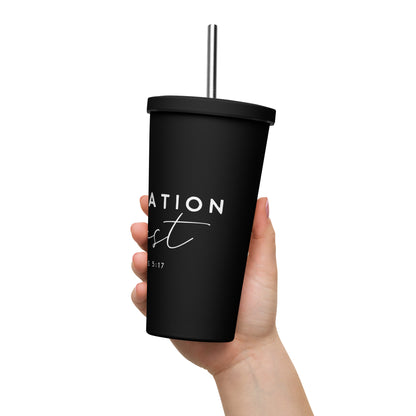 New Creation in Christ Insulated Tumbler with a Straw