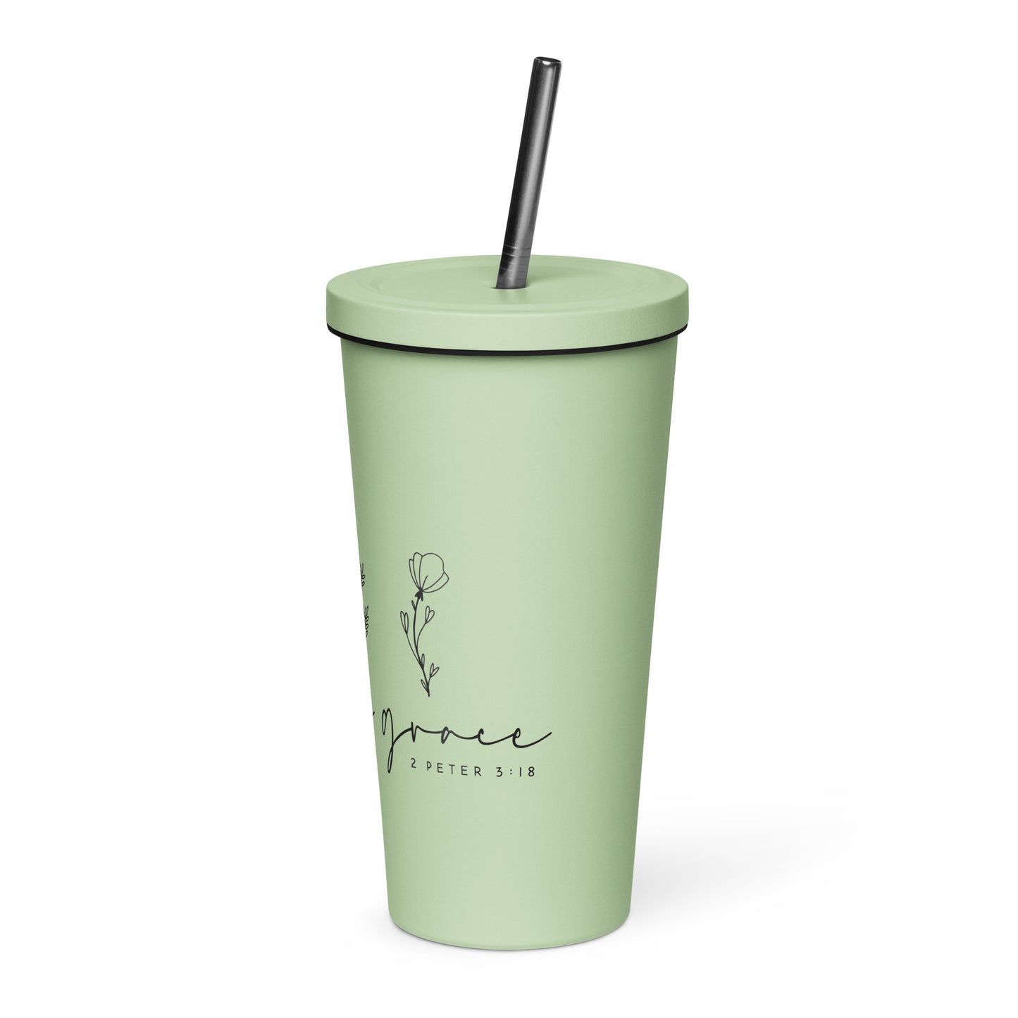 Grow in Grace 2 Peter 3:18 Insulated Tumbler with a Straw