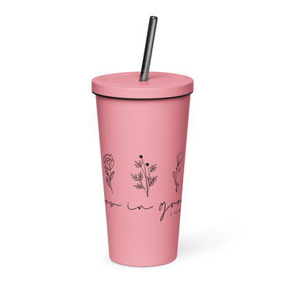 Grow in Grace 2 Peter 3:18 Insulated Tumbler with a Straw