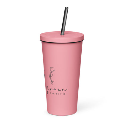 Grow in Grace 2 Peter 3:18 Insulated Tumbler with a Straw