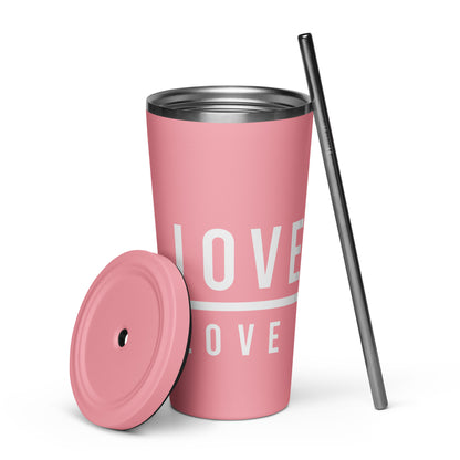 Love God Love People Insulated Tumbler with a Straw