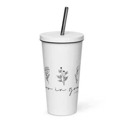 Grow in Grace 2 Peter 3:18 Insulated Tumbler with a Straw