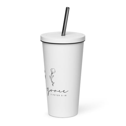 Grow in Grace 2 Peter 3:18 Insulated Tumbler with a Straw