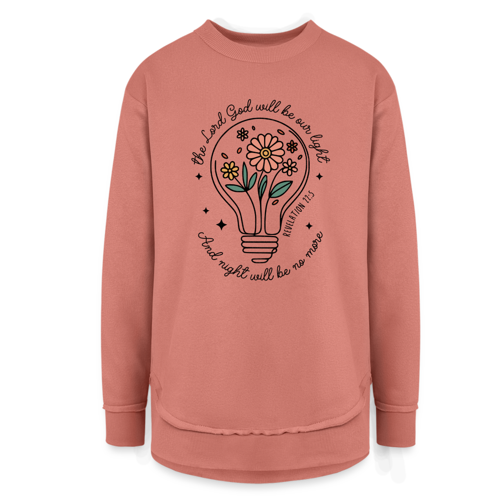 The Lord Gives Them Light Revelation 22:5 Women's Weekend Tunic Fleece Sweatshirt - mauve