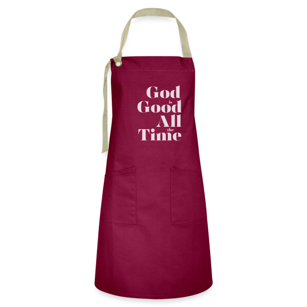 God is Good Apron - burgundy/khaki