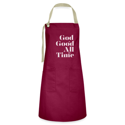 God is Good Apron - burgundy/khaki