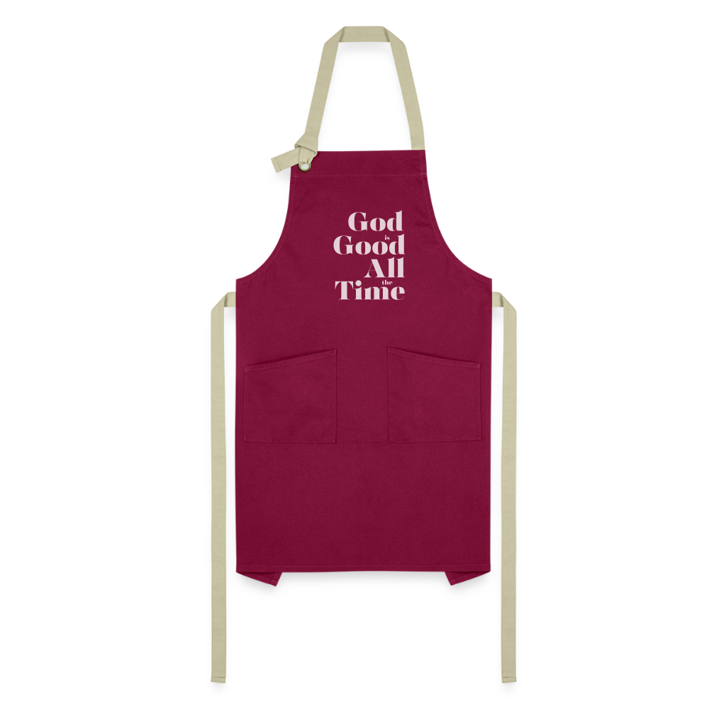 God is Good Apron - burgundy/khaki