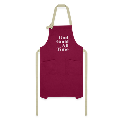 God is Good Apron - burgundy/khaki