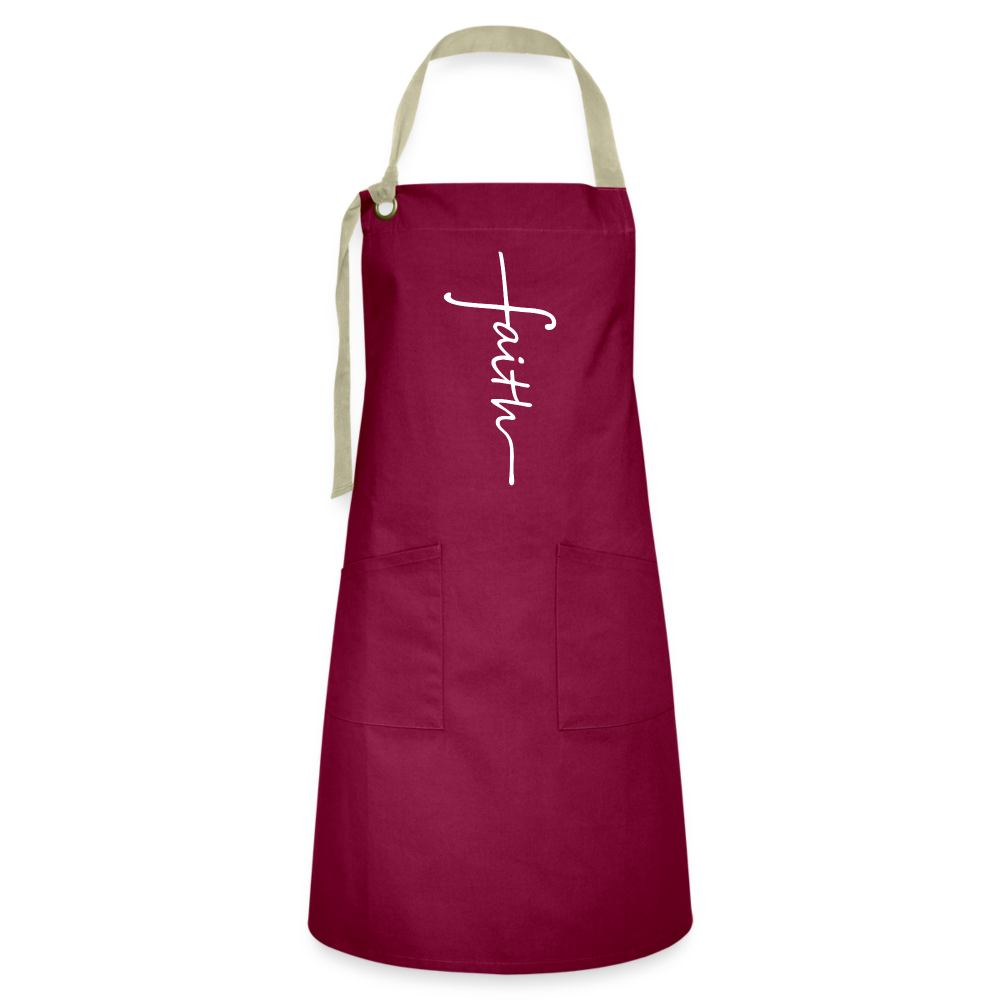 Faith Apron - burgundy/khaki