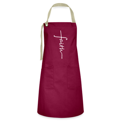 Faith Apron - burgundy/khaki