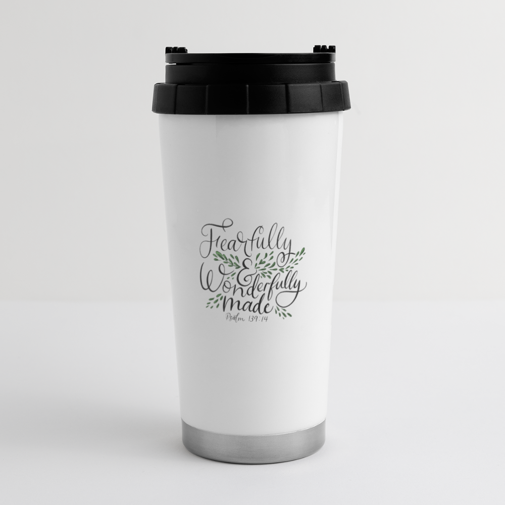 Fearfully & Wonderfully Made Psalm 139:14 20oz Travel Coffee Cup - white