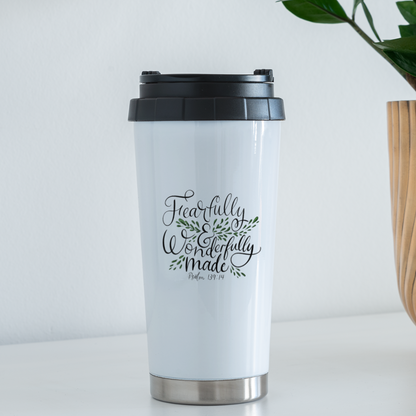 Fearfully & Wonderfully Made Psalm 139:14 20oz Travel Coffee Cup - white