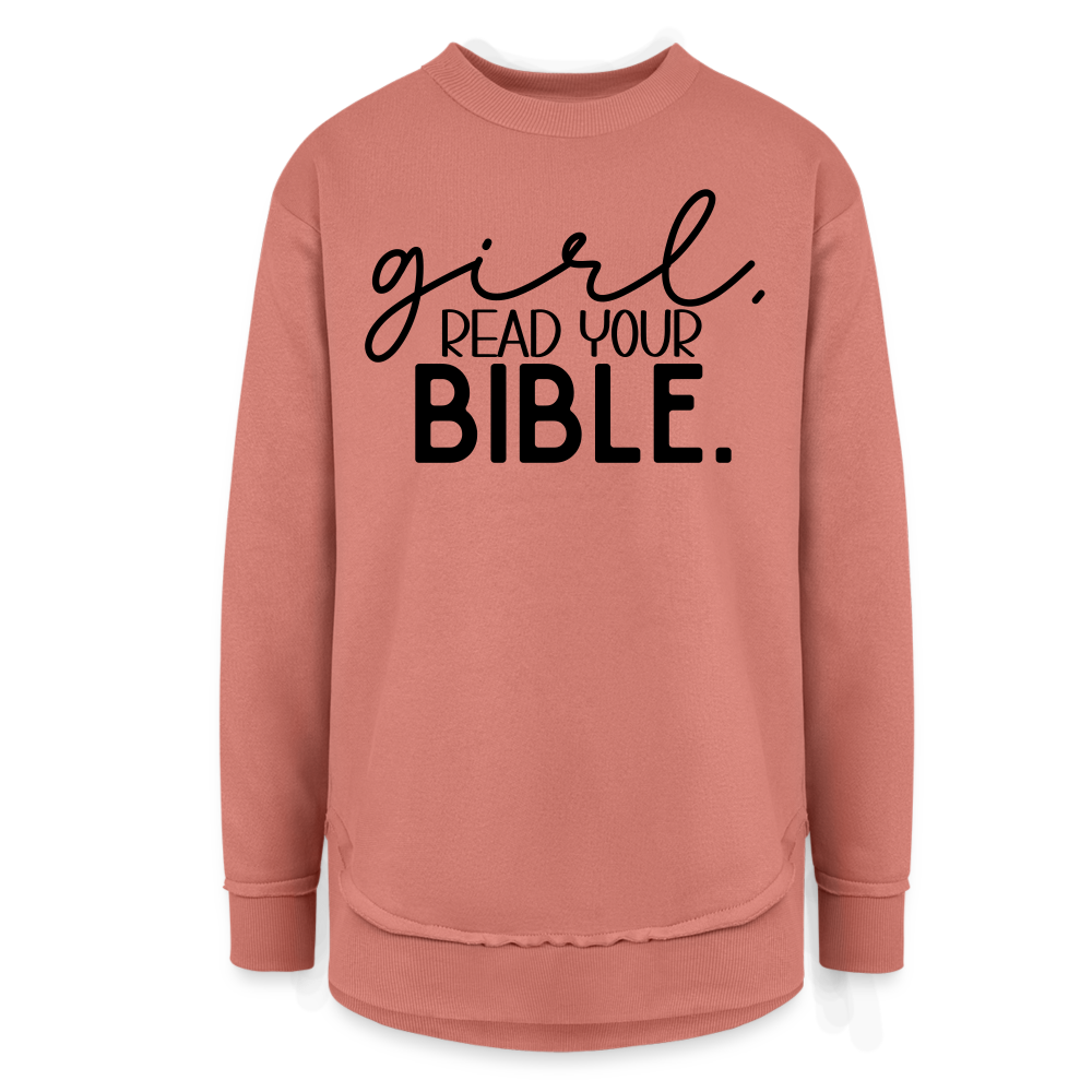 Girl Read Your Bible. Women’s Weekend Tunic Long Sleeve - mauve