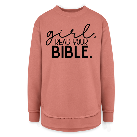 Girl Read Your Bible. Women’s Weekend Tunic Long Sleeve - mauve