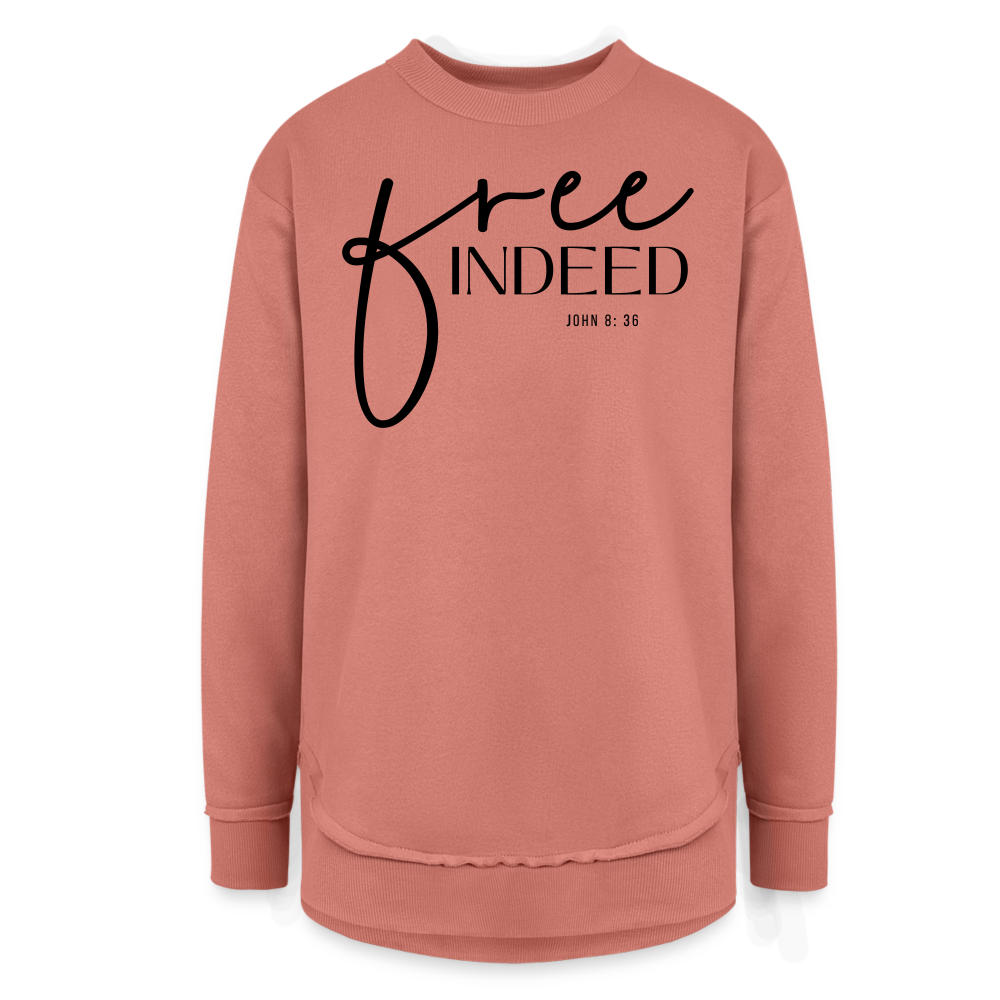 Free Indeed John 8:36 Women’s Weekend Tunic Long Sleeve - mauve