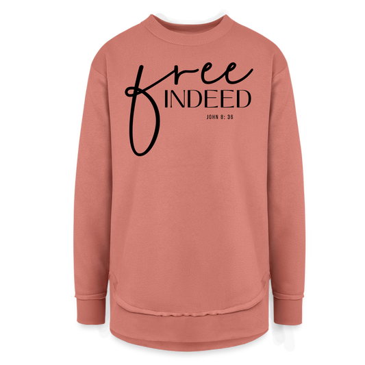 Free Indeed John 8:36 Women’s Weekend Tunic Long Sleeve - mauve