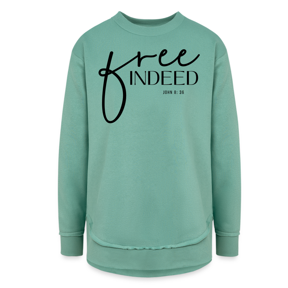 Free Indeed John 8:36 Women’s Weekend Tunic Long Sleeve - saltwater