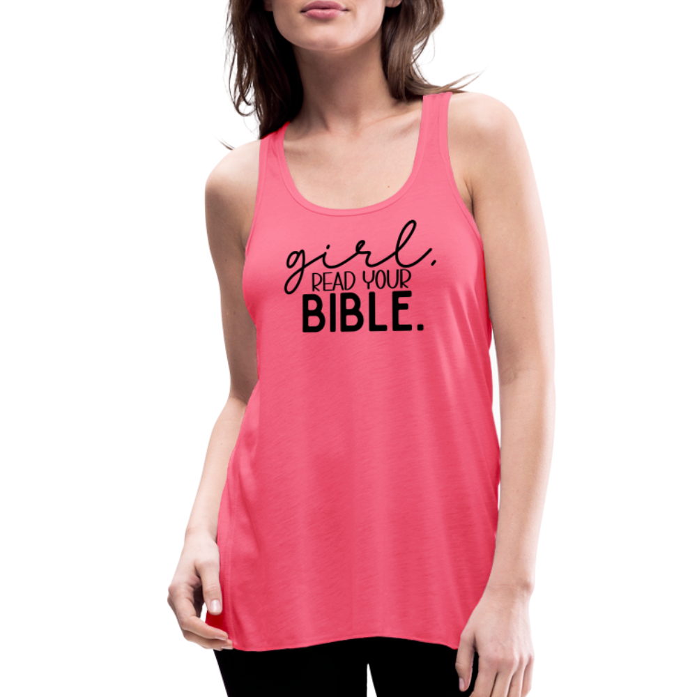 Girl Read Your Bible Women's Tank - neon pink