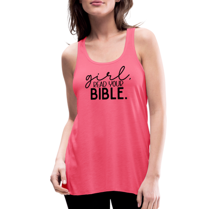 Girl Read Your Bible Women's Tank - neon pink