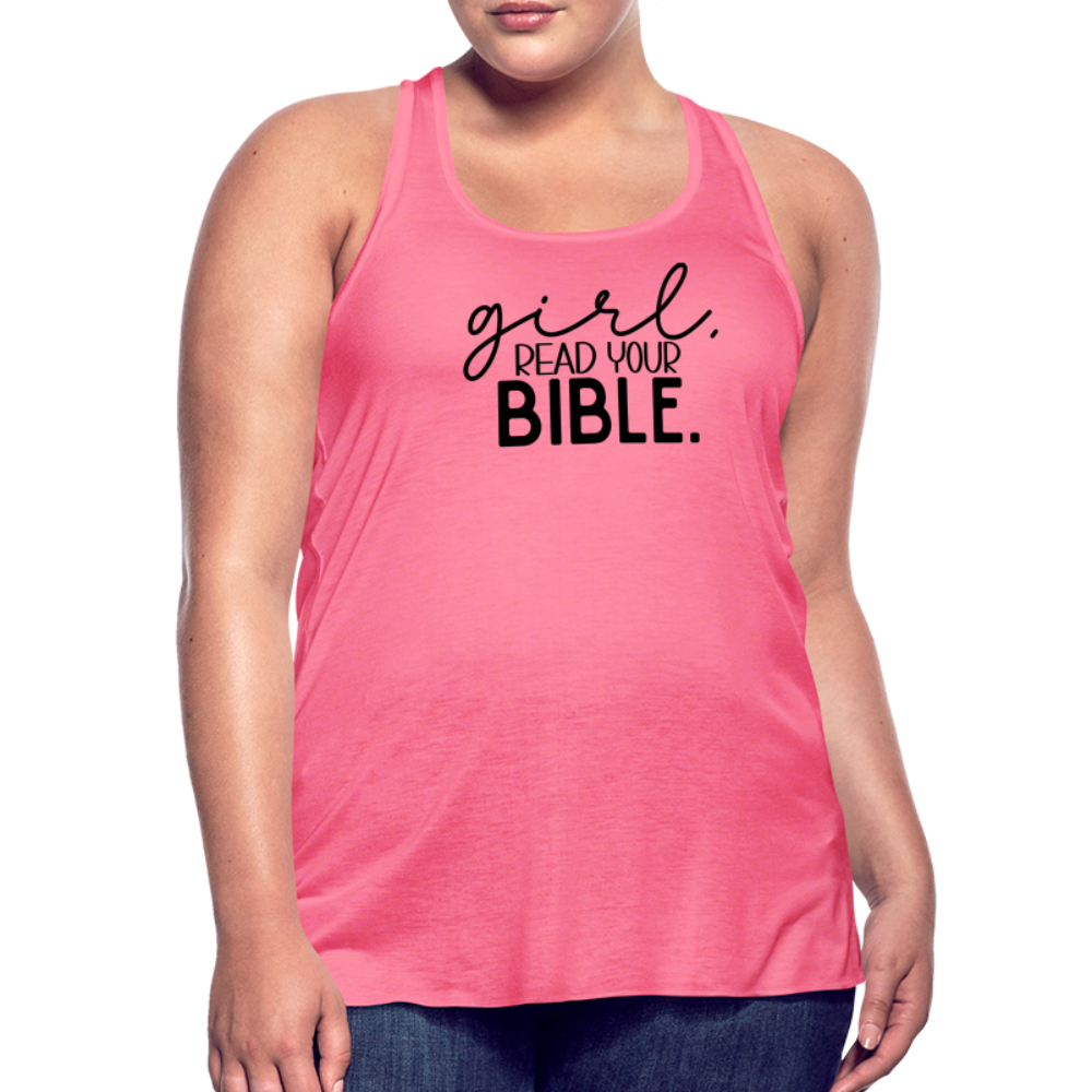 Girl Read Your Bible Women's Tank - neon pink