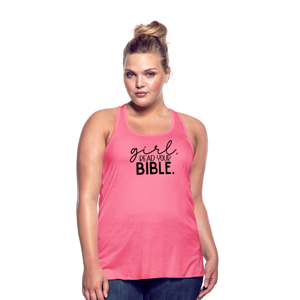 Girl Read Your Bible Women's Tank - neon pink