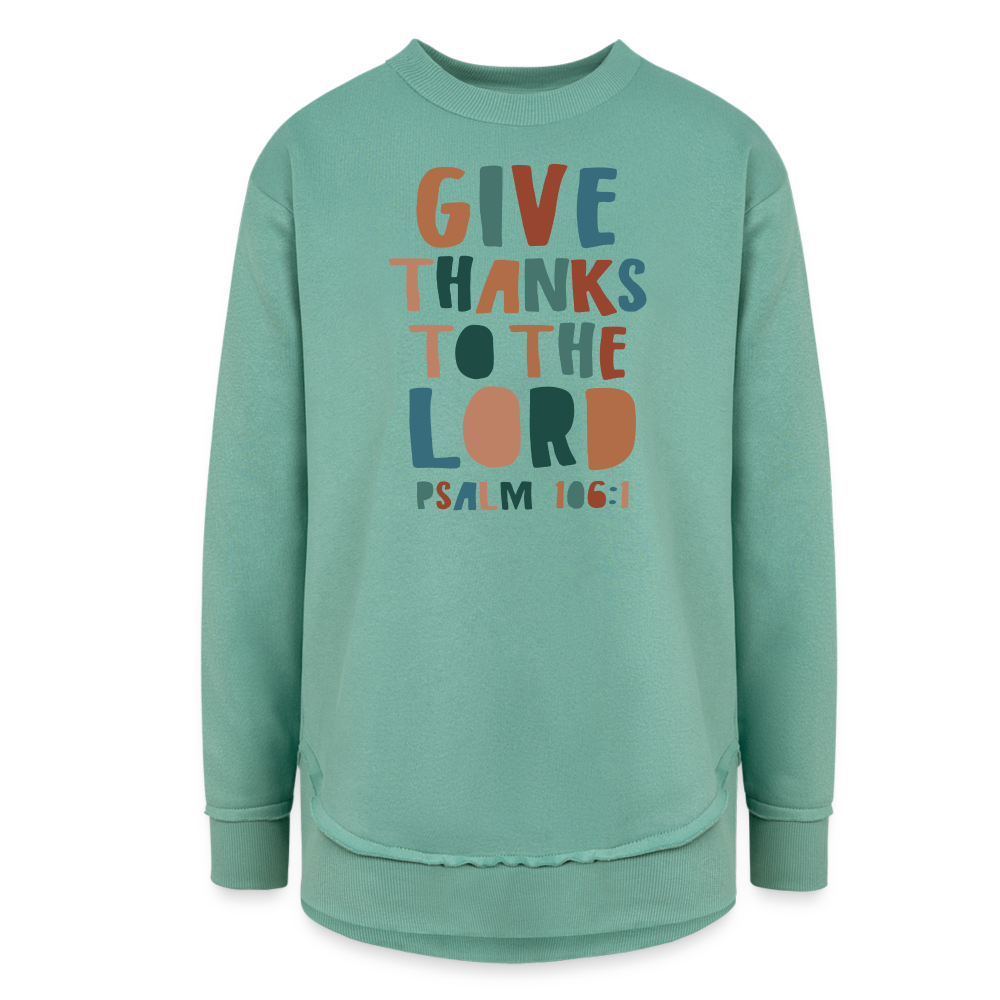 Give Thanks to the Lord Psalm 106:1 Women’s Weekend Tunic Long Sleeve - saltwater