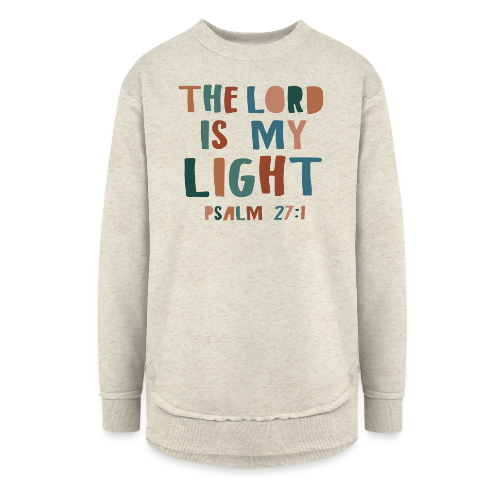 The Lord is My Light Psalm 27:1 Women’s Weekend Tunic Long Sleeve - heather oatmeal