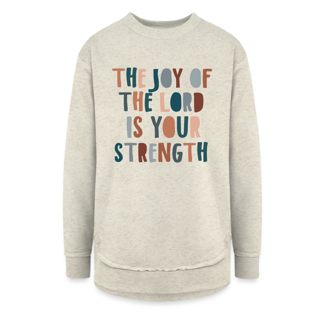 The Joy of the Lord is Your Strength Women’s Weekend Tunic Long Sleeve - heather oatmeal