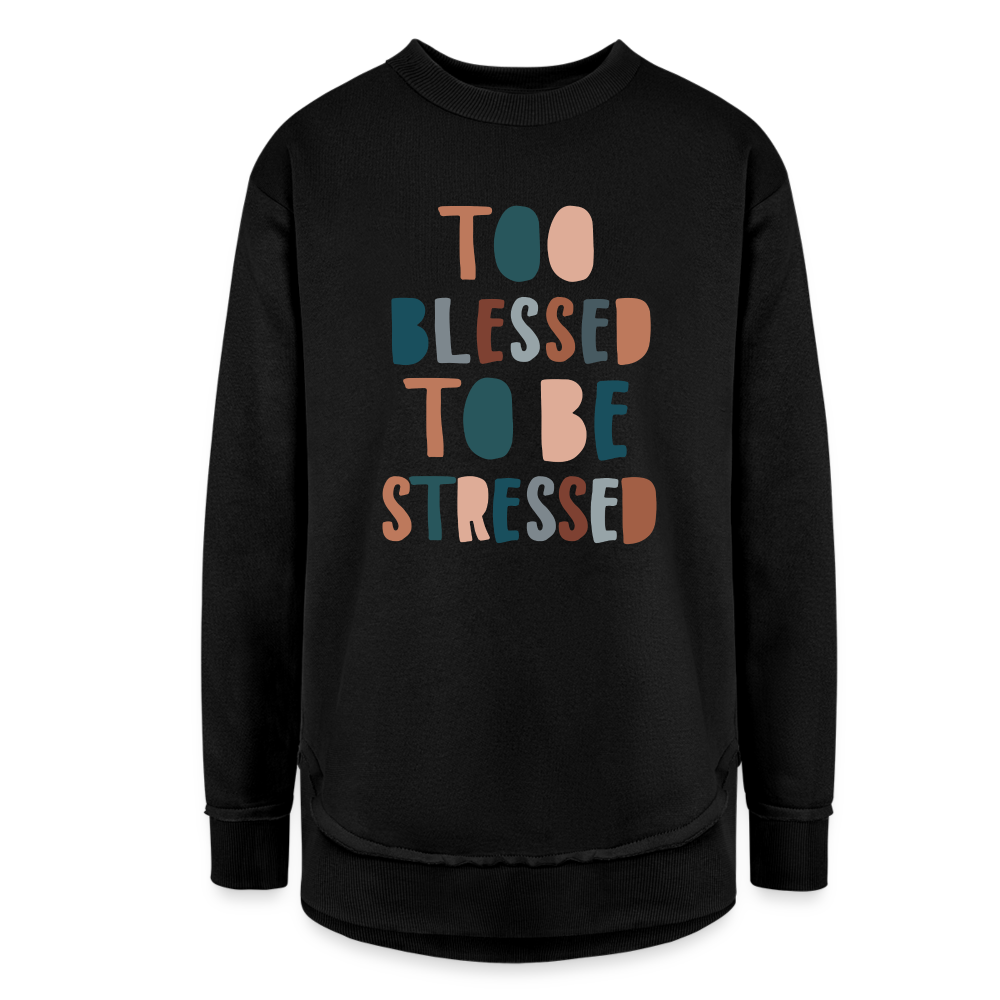 Too Blessed to be Stressed Women’s Weekend Tunic Long Sleeve - black