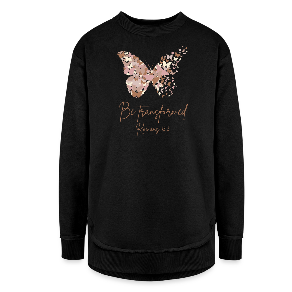 Be Transformed Romans 12:2 Women’s Long Sleeve Tunic - black