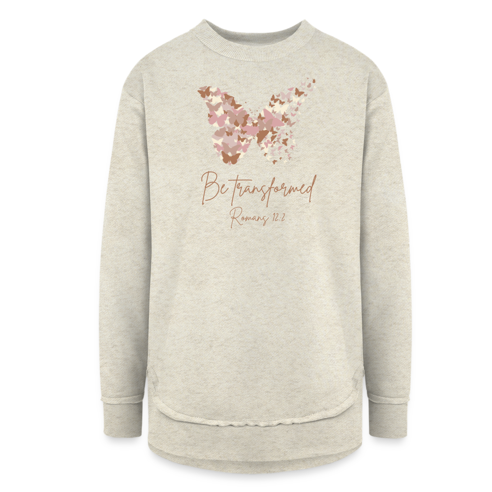 Be Transformed Romans 12:2 Women’s Long Sleeve Tunic - heather oatmeal