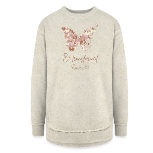 Be Transformed Romans 12:2 Women’s Long Sleeve Tunic - heather oatmeal