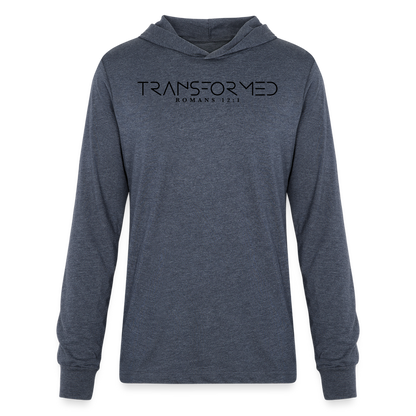 Transformed Romans 12:1 Men's Long Sleeve Shirt with Hood - heather navy