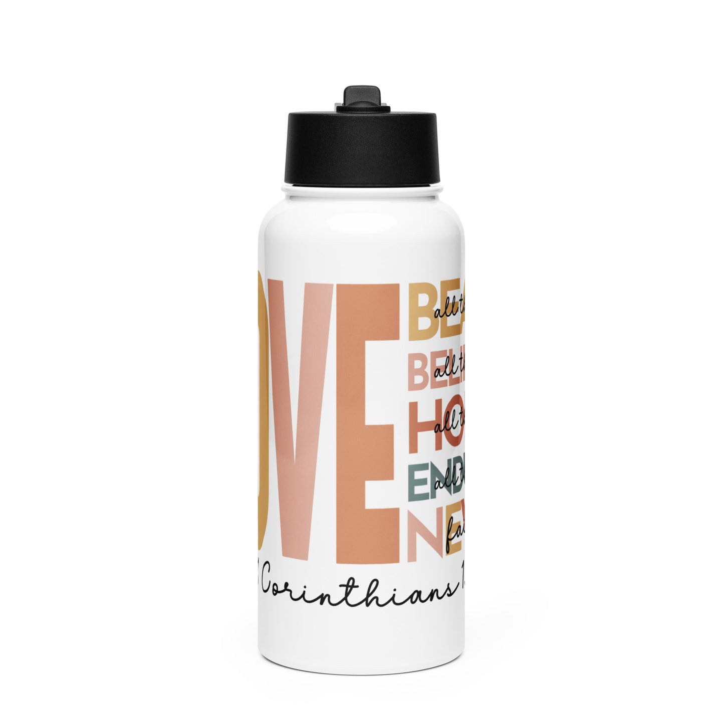 Love Stainless Steel Water Bottle with a Straw Lid