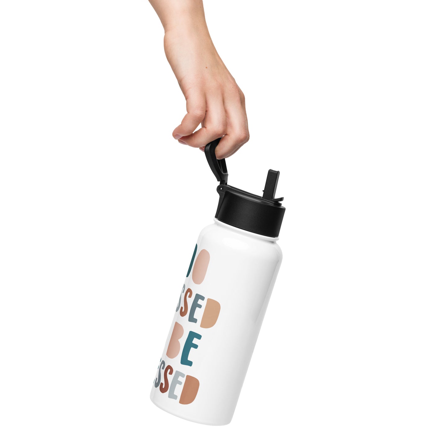 To Blessed to Be Stressed Stainless Steel Water Bottle with a Straw Lid