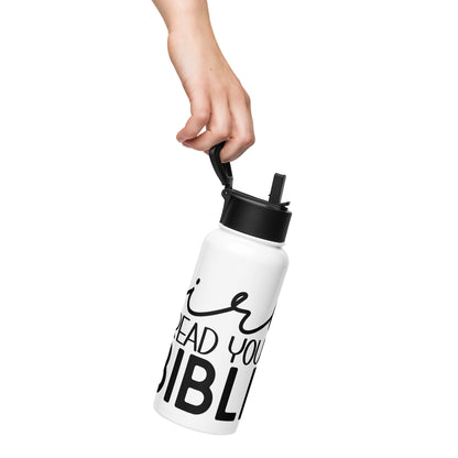 Girl Read Your Bible Stainless Steel Water Bottle with a Straw Lid